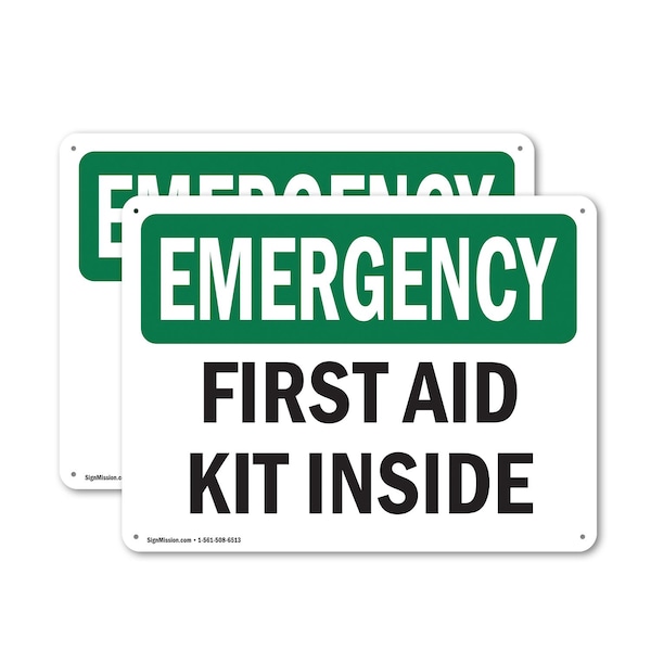 Signmission First Aid Kit Inside, 24 in W x Rectangle, Aluminum OS-2PACK-EM-A-1824-L-10370 - main